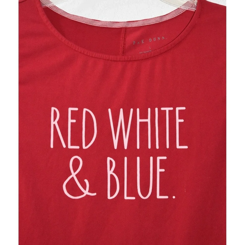 Rae Dunn RED TANK Patriotic Stretch Top RED WHITE BLUE Sleeveless Top